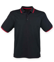Henbury Coolplus® Tipped Polo Shirt H482 - Black/Red
