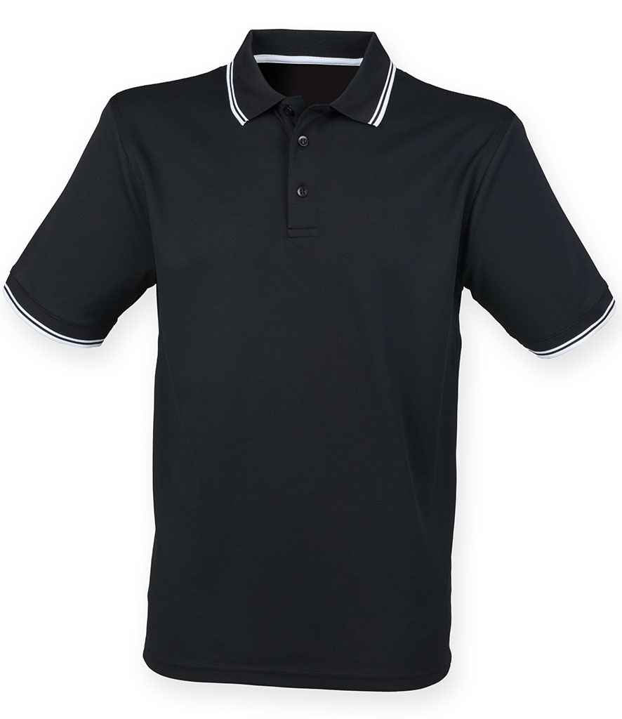 Henbury Coolplus® Tipped Polo Shirt H482 - Black/White