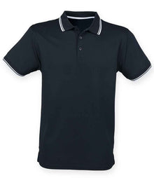 Henbury Coolplus® Tipped Polo Shirt H482 - Navy/White