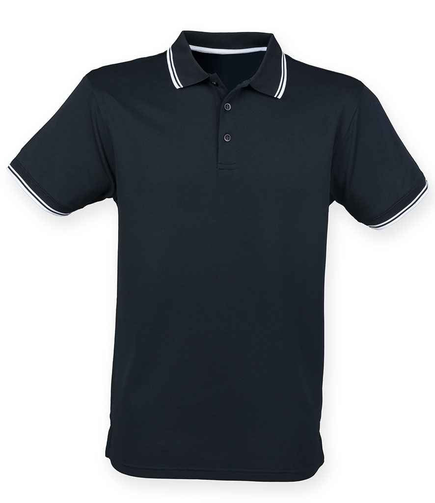 Henbury Coolplus® Tipped Polo Shirt H482 - Navy/White