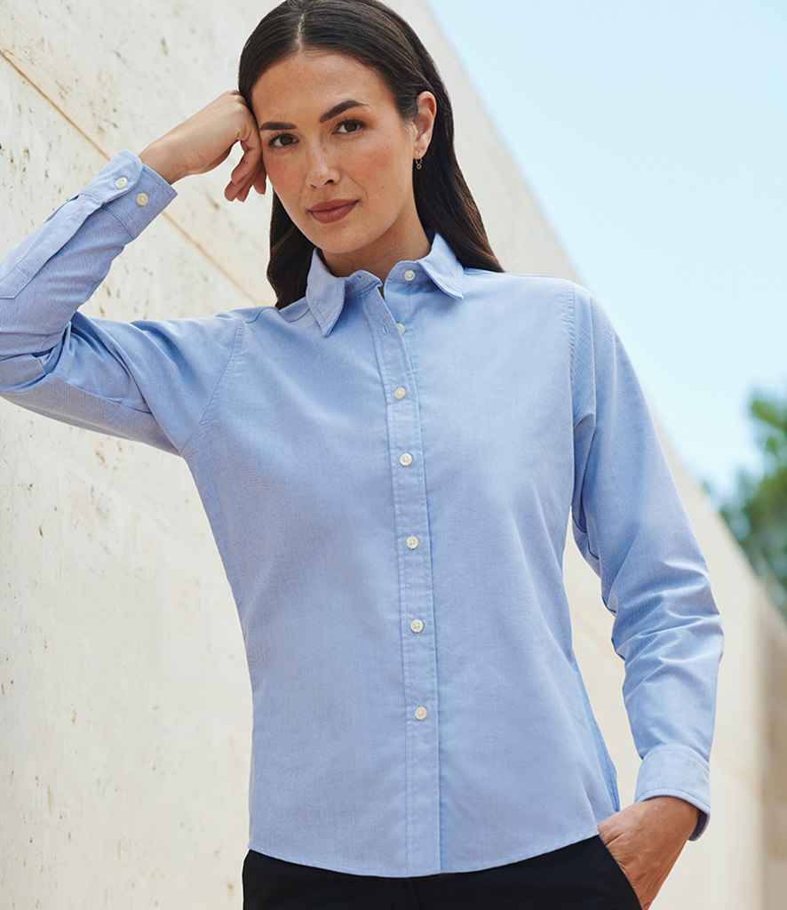 Henbury Ladies Long Sleeve Classic Oxford Shirt H511 - H511 Blue Model