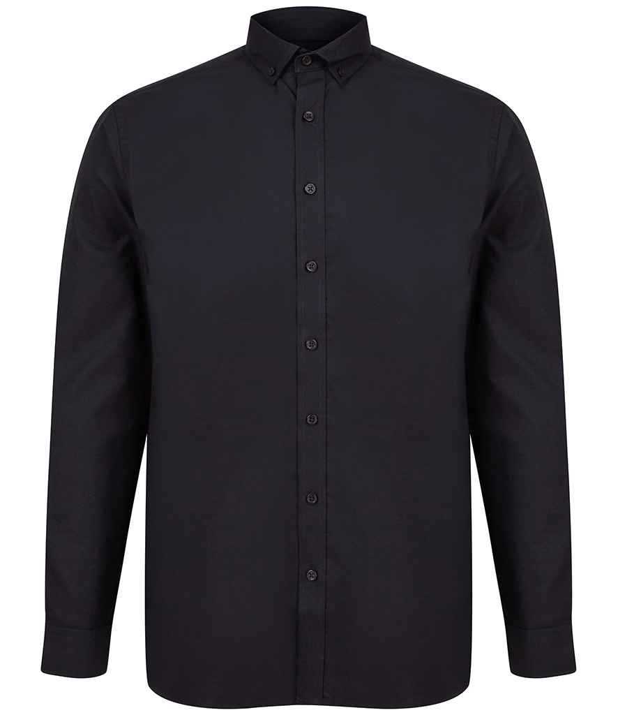 Henbury Modern Long Sleeve Classic Fit Oxford Shirt H512C - Black