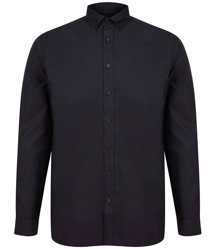 Henbury Modern Long Sleeve Classic Fit Oxford Shirt H512C - Black
