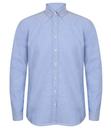 Henbury Modern Long Sleeve Classic Fit Oxford Shirt H512C - Blue