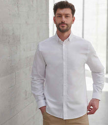 Henbury Modern Long Sleeve Classic Fit Oxford Shirt H512C - H512C White Model