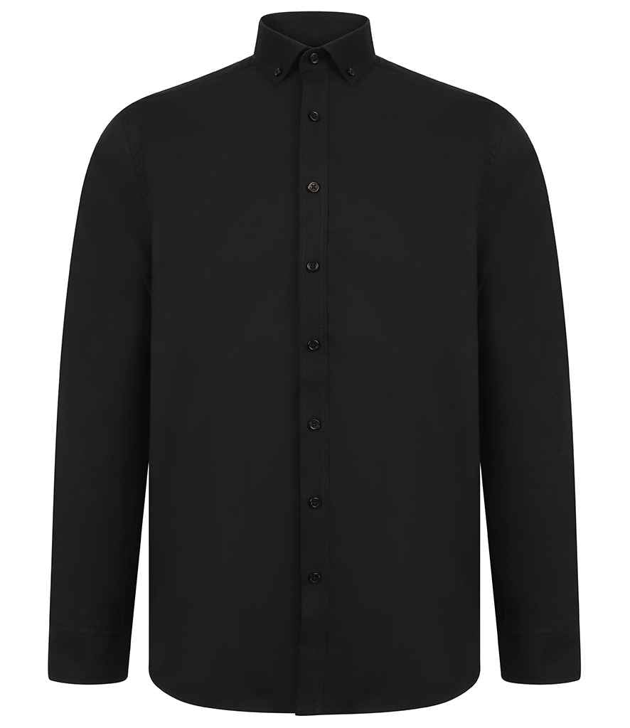 Henbury Modern Long Sleeve Regular Fit Oxford Shirt H512R - Black