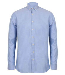 Henbury Modern Long Sleeve Regular Fit Oxford Shirt H512R - Blue