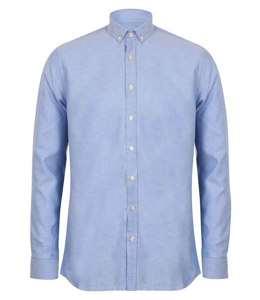Henbury Modern Long Sleeve Regular Fit Oxford Shirt H512R - Blue