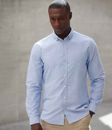 Henbury Modern Long Sleeve Regular Fit Oxford Shirt H512R - H512R Blue Model
