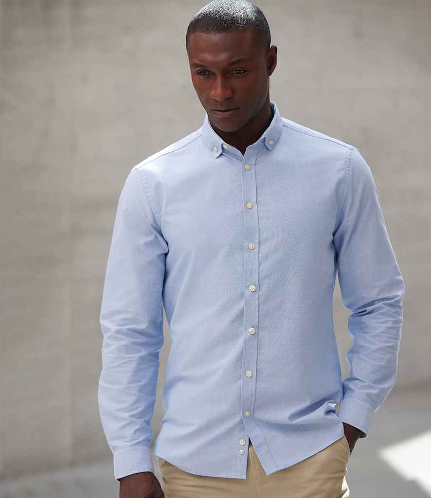 Henbury Modern Long Sleeve Regular Fit Oxford Shirt H512R - H512R Blue Model