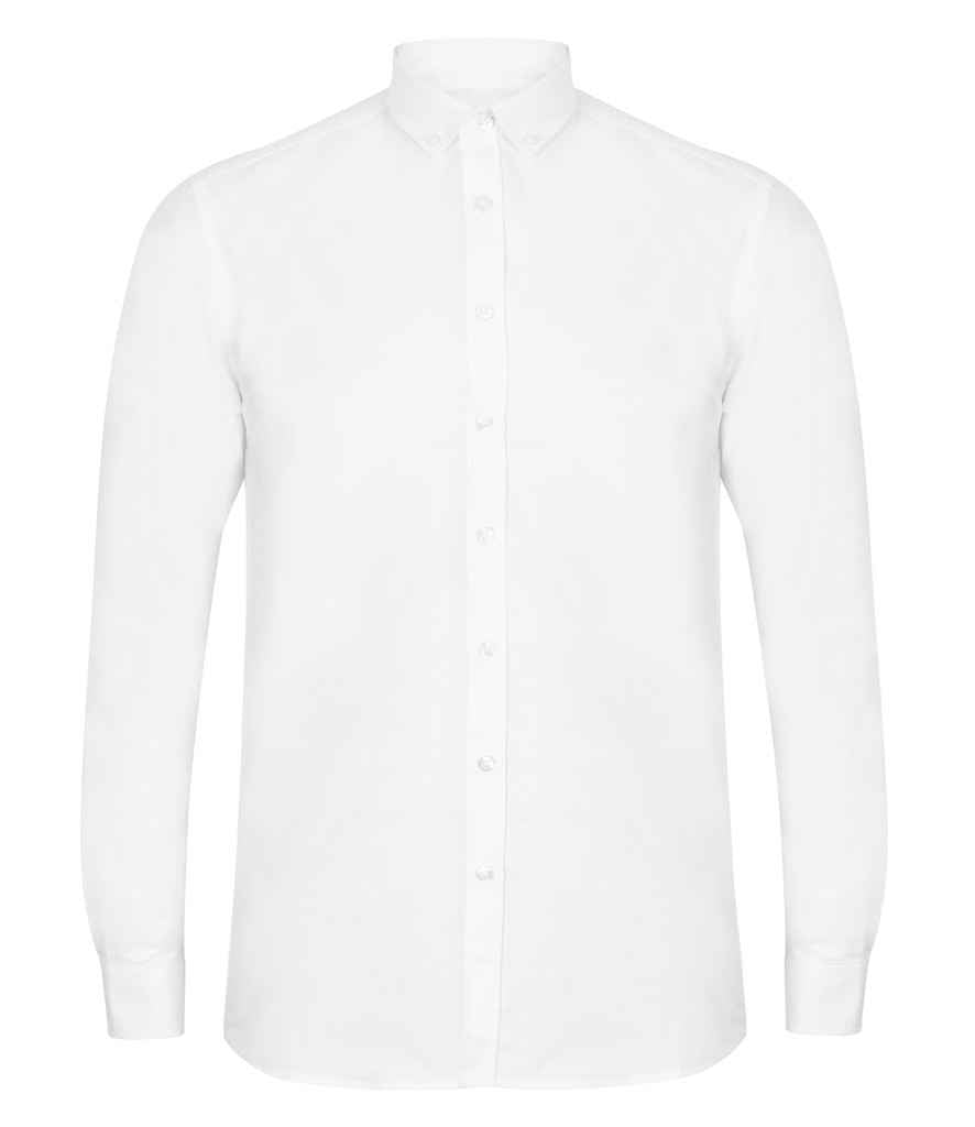 Henbury Modern Long Sleeve Regular Fit Oxford Shirt H512R - White