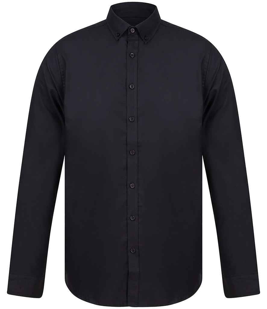 Henbury Modern Long Sleeve Slim Fit Oxford Shirt H512S - Black