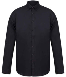 Henbury Modern Long Sleeve Slim Fit Oxford Shirt H512S - Black