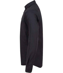 Henbury Modern Long Sleeve Slim Fit Oxford Shirt H512S - H512S Black Side
