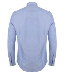 Henbury Modern Long Sleeve Slim Fit Oxford Shirt H512S - H512S Blue Back