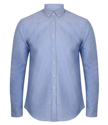 Henbury Modern Long Sleeve Slim Fit Oxford Shirt H512S - Blue