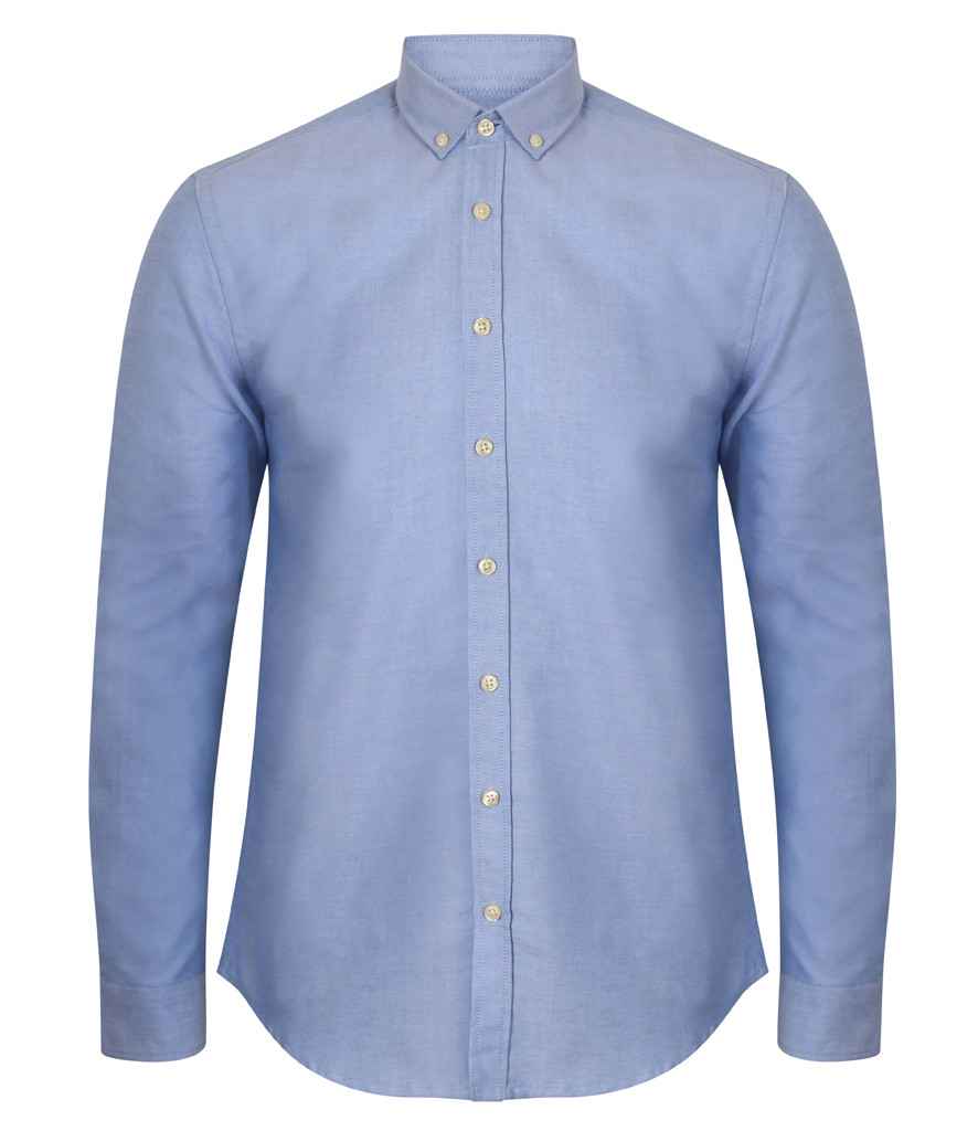 Henbury Modern Long Sleeve Slim Fit Oxford Shirt H512S - Blue