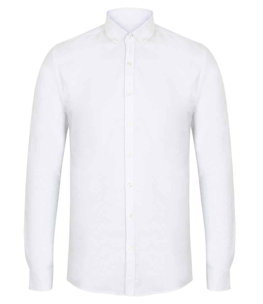 Henbury Modern Long Sleeve Slim Fit Oxford Shirt H512S - White