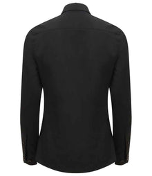 Henbury Ladies Modern Long Sleeve Regular Fit Oxford Shirt H513R - H513R Black Back
