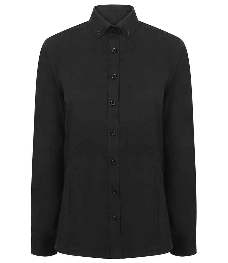 Henbury Ladies Modern Long Sleeve Regular Fit Oxford Shirt H513R - Black