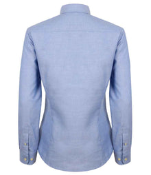Henbury Ladies Modern Long Sleeve Regular Fit Oxford Shirt H513R - H513R Blue Back
