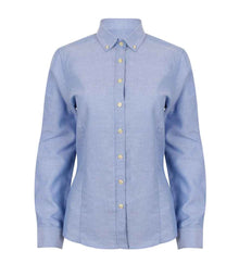 Henbury Ladies Modern Long Sleeve Regular Fit Oxford Shirt H513R - Blue