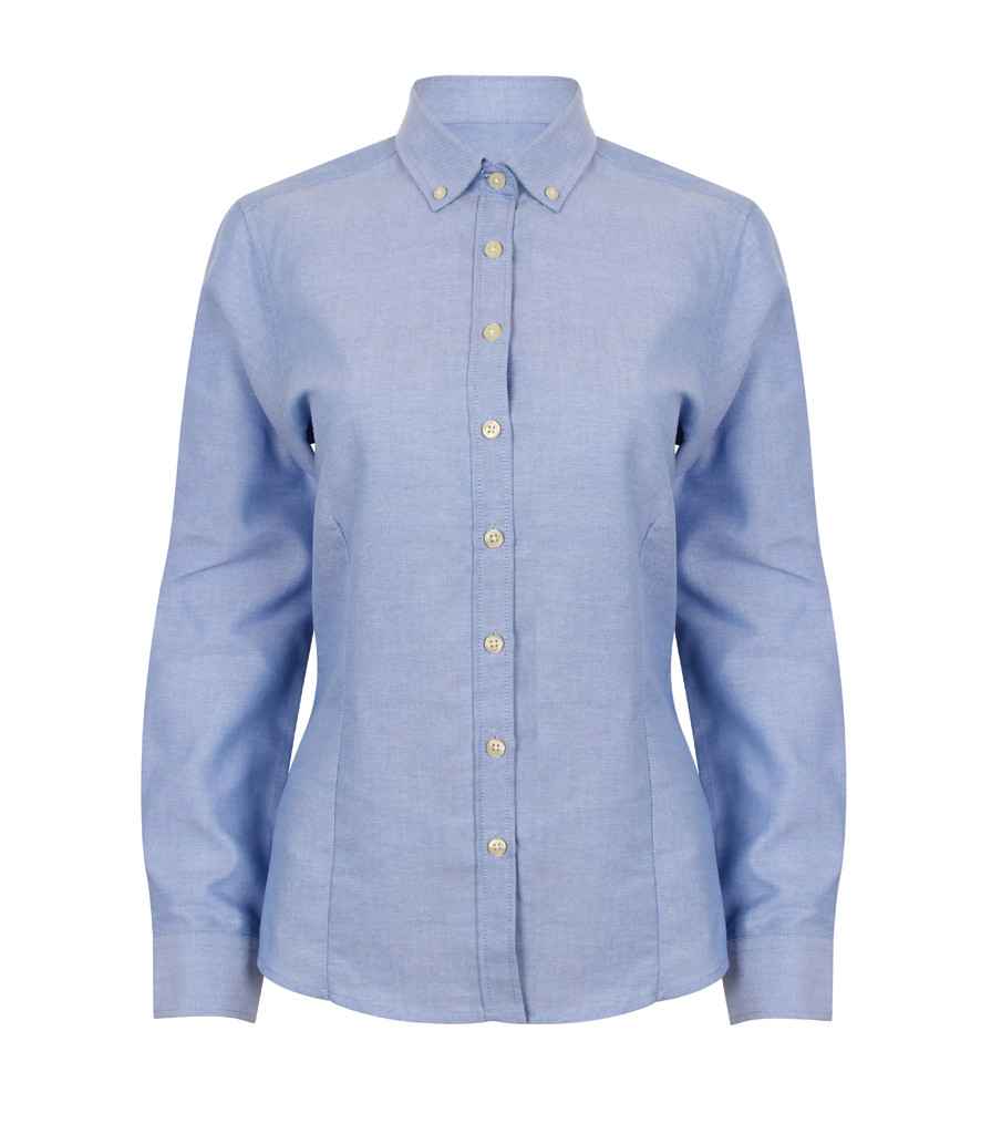 Henbury Ladies Modern Long Sleeve Regular Fit Oxford Shirt H513R - Blue