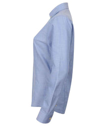 Henbury Ladies Modern Long Sleeve Regular Fit Oxford Shirt H513R - H513R Blue Side