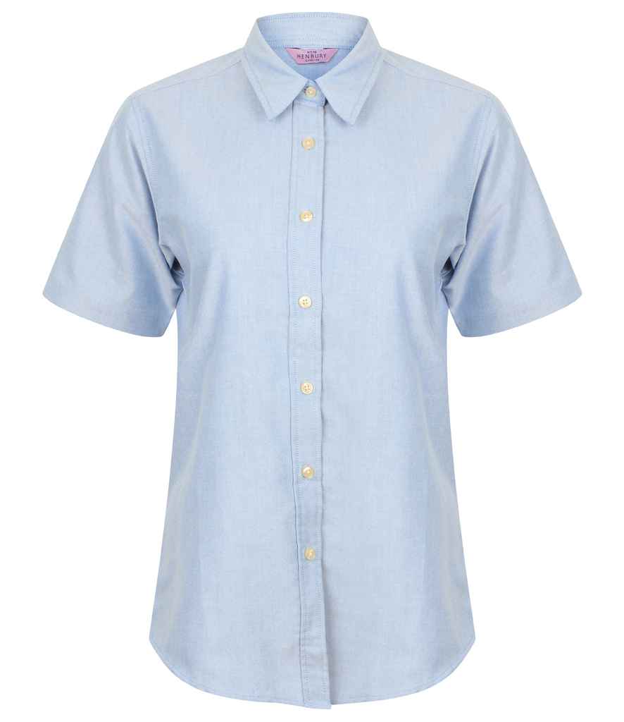 Henbury Ladies Short Sleeve Classic Oxford Shirt H516 - Blue