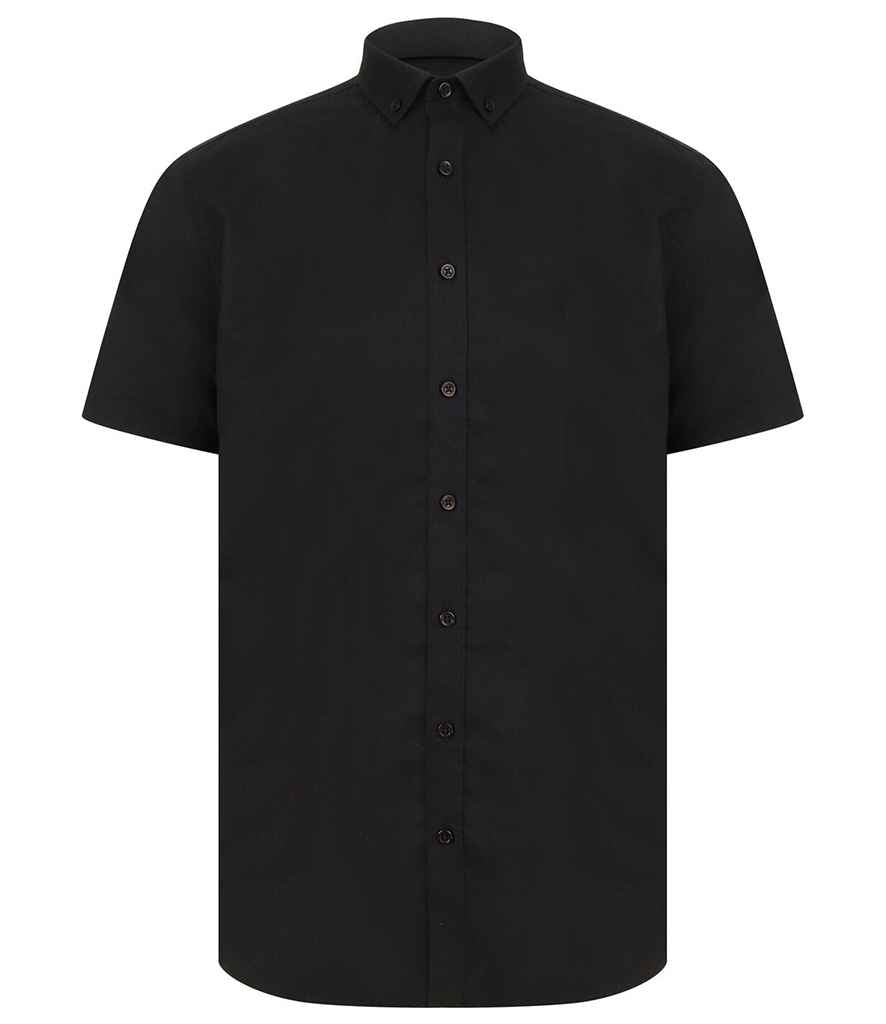Henbury Modern Short Sleeve Regular Fit Oxford Shirt H517R - Black