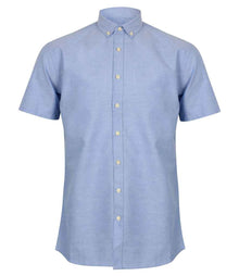 Henbury Modern Short Sleeve Regular Fit Oxford Shirt H517R - Blue