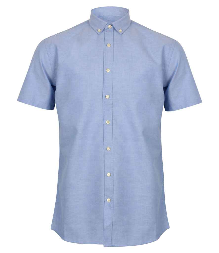 Henbury Modern Short Sleeve Regular Fit Oxford Shirt H517R - Blue