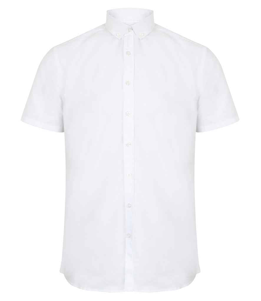 Henbury Modern Short Sleeve Regular Fit Oxford Shirt H517R - White