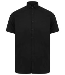 Henbury Modern Short Sleeve Slim Fit Oxford Shirt H517S - Black