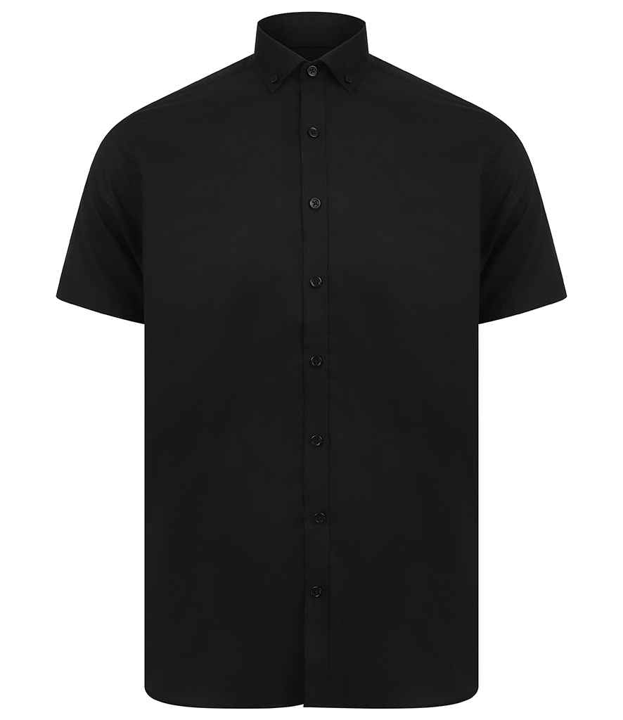 Henbury Modern Short Sleeve Slim Fit Oxford Shirt H517S - Black