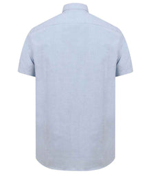 Henbury Modern Short Sleeve Slim Fit Oxford Shirt H517S - H517S Blue Back