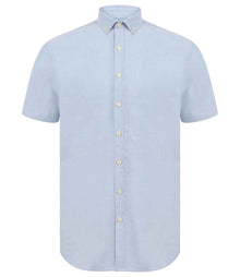 Henbury Modern Short Sleeve Slim Fit Oxford Shirt H517S - Blue