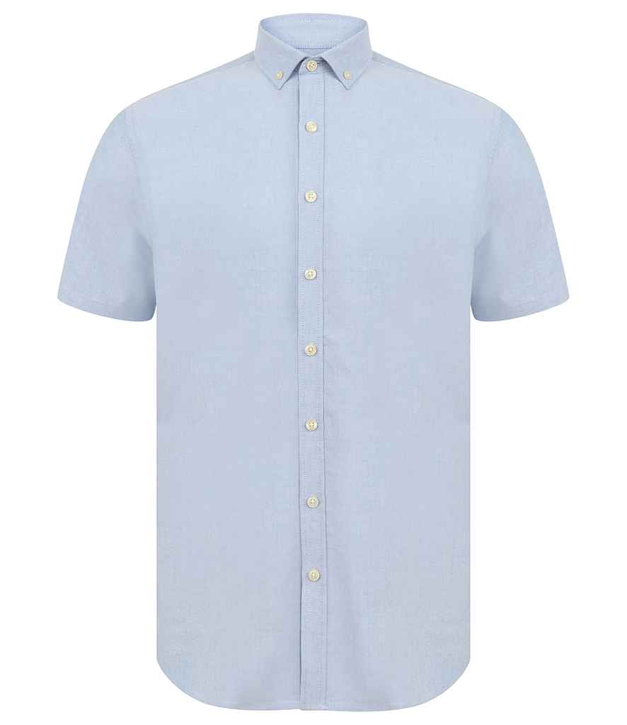 Henbury Modern Short Sleeve Slim Fit Oxford Shirt H517S - Blue