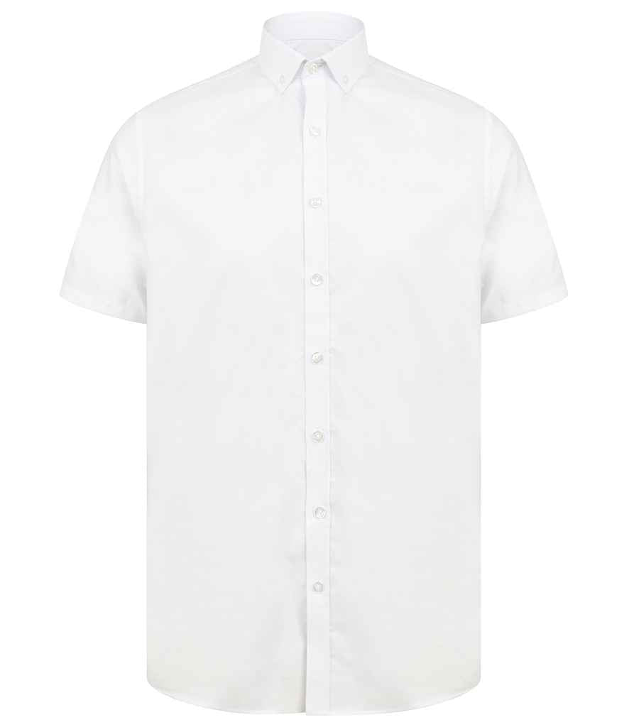 Henbury Modern Short Sleeve Slim Fit Oxford Shirt H517S - White