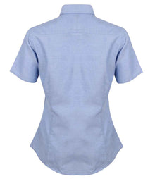 Henbury Ladies Modern Short Sleeve Regular Fit Oxford Shirt H518R - H518R Blue Back