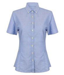 Henbury Ladies Modern Short Sleeve Regular Fit Oxford Shirt H518R - Blue