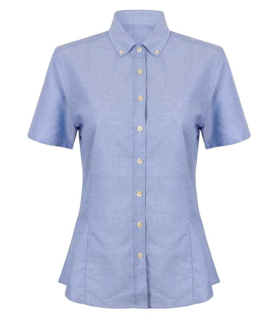 Henbury Ladies Modern Short Sleeve Regular Fit Oxford Shirt H518R - Blue