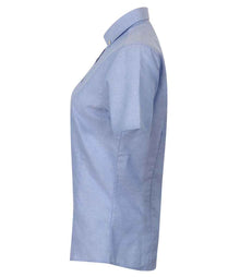 Henbury Ladies Modern Short Sleeve Regular Fit Oxford Shirt H518R - H518R Blue Side