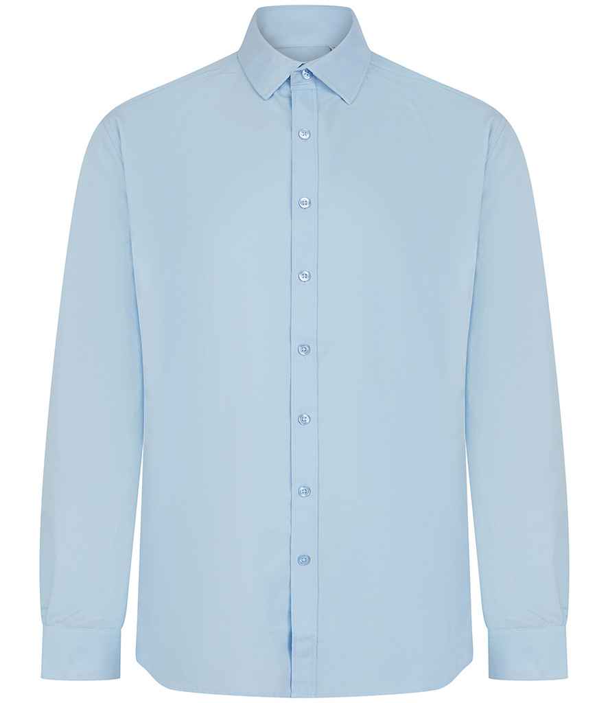 Henbury Long Sleeved Cotton Feel Coolplus® Shirt H582 - Light Blue
