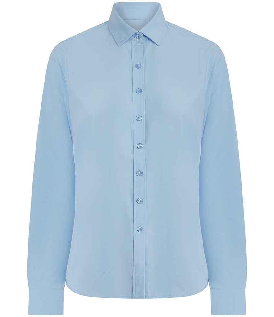 Henbury Ladies Long Sleeved Cotton Feel Coolplus® Shirt H583 - Light Blue