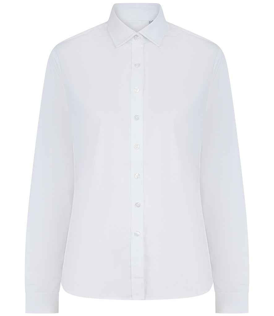 Henbury Ladies Long Sleeved Cotton Feel Coolplus® Shirt H583 - White