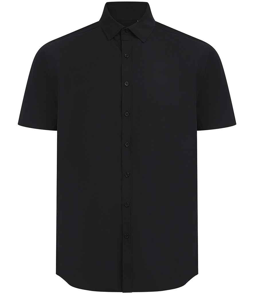 Henbury Short Sleeved Cotton Feel Coolplus® Shirt H588 - Black