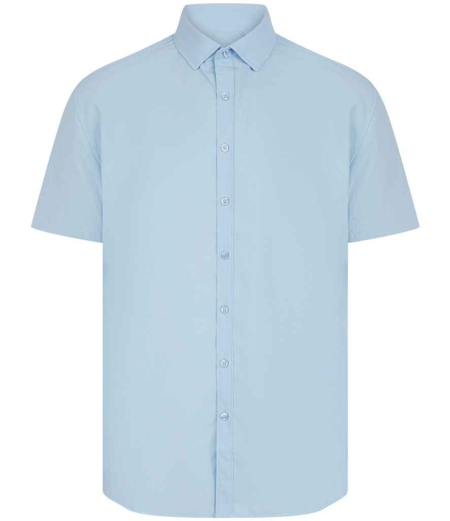 Henbury Short Sleeved Cotton Feel Coolplus® Shirt H588 - Light Blue