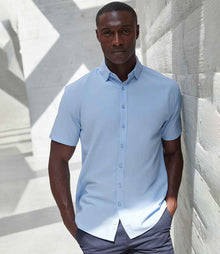 Henbury Short Sleeved Cotton Feel Coolplus® Shirt H588 - H588 Light Blue Model