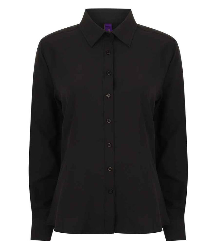 Henbury Ladies Long Sleeve Wicking Shirt H591 - Black